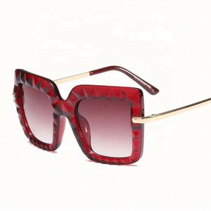 Lunettes de soleil carrées surdimensionnées en métal pour femme, nouvelle collection tendance, monture à facettes diamantées, protection UV400, 2021 - Product Image 2