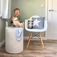 Panier à linge en corde de coton pas cher, pliable, avec poignées renforcées, lavable en machine, organiseur pour jouets et serviettes