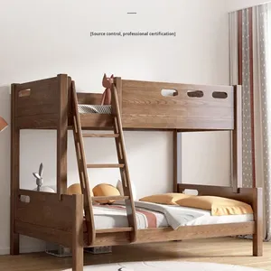Cama <span class=keywords><strong>Litera</strong></span> Doble de Dos Niveles, Minimalista y Moderna, de Madera Maciza, para Apartamentos Pequeños y Niños, Hecha en China - Product Image 1