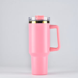 Vaso de viaje de 40 oz, reutilizable, recubierto de polvo, doble pared, acero inoxidable, aislado, 40 oz, taza de café, taza de <span class=keywords><strong>coche</strong></span> con asa, tapa de paja - Product Image 4