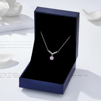 Collier pendentif en argent sterling S925 en forme de V avec pierre taillée en forme de feu d'artifice, collier pour femmes, luxe léger, zircone rose