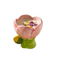 Support de bougie en céramique gravé motif tulipe irrégulière, boîte à bijoux d'intérieur de haute qualité, design Art Déco, décoration d'anniversaire pour la maison