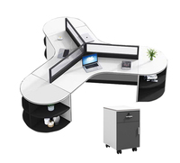 Bureau de travail modulaire moderne en bois avec cloisons pour espaces de travail 4 personnes