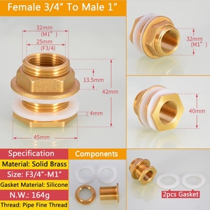 Adaptateur de raccordement en laiton à double filetage femelle 25 mm vers mâle 32 mm pour baril de stockage d'eau de pluie - Product Image 2
