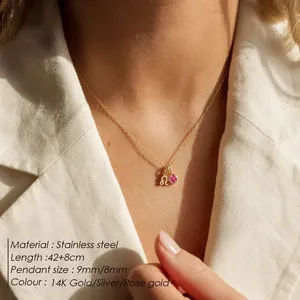 EManco Collier Astrologique Tendance Signe du Zodiaque Pierre de <span class=keywords><strong>Naissance</strong></span> Acier Inoxydable Couleur Or Quotidien Fête Rendez-vous Anniversaire Cadeau Dropshipping - Product Image 2