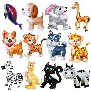 Palloncino di stagnola animale 4D gatto nero tigre <span class=keywords><strong>leone</strong></span> Zebra in piedi palloncini di buon compleanno fotografia oggetti di scena per bambini - Product Image 1