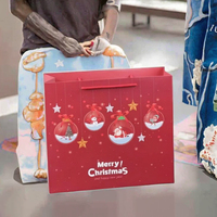 2026 Yeni Yıl Noel Karikatürlü Kahverengi Kraft Kağıt Çantalar Hediye Paketleme Serigrafi Baskılı Geri Dönüştürülebilir Kraft Fotoğraf Çerçevesi Mum