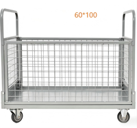 Chariot de manutention pliable avec roues silencieuses à quatre roues, construction métallique, personnalisable OEM pour la logistique industrielle et l'entrepôt