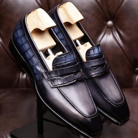 Chaussures pour hommes Goodyear à bout carré, en cuir fait main, respirantes, imperméables, pour le bureau et la carrière, motif à carreaux