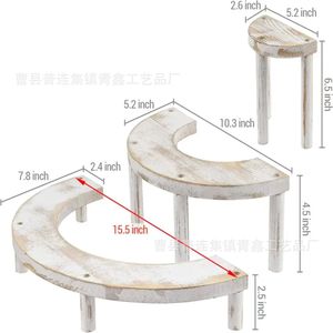 Wooden Cosmetic Display Rack Semi Circular Solid Wood Makeup Organizer Retro Style <b>Desktop</b> Stand - Product Image 4