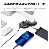 Chargeur sans fil de table industriel US, multiprise de bureau avec charge rapide PD 20W USB-C, prise de table 3 pouces pour maison et bureau, garantie 3 ans
