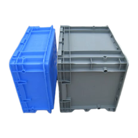 Boîte de rangement inclinée en plastique bleu gris de fabrication OEM, taille 300*200*150mm avec couvercle pour l'utilisation en entrepôt et en logistique, caisse