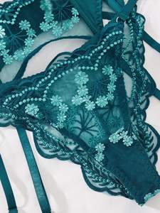 Borduurwerk Sexy Dames Kant Transparant Dames Mesh Lingerie Set - Product Image 6