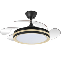 Ventilador de Techo LED Retráctil Plegable Y273 de 42 Pulgadas con Aspas Ocultas, Diseño Moderno, Control Remoto, Uso en Dormitorio, Motor AC/DC