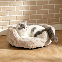 Lit pour chien Petopia rond, design personnalisé, luxe haut de gamme, fausse fourrure, motif dessin animé, tissu uni, en forme de coquille, toutes saisons