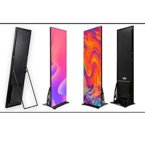 Full color portable for mall LED mirror poster screen indoor P1.8 P2.5mm standing advertising screen display