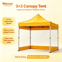 Tente pliante 3x3 avec parois latérales transparentes, en tissu Oxford et PVC imperméable, pour sports et expositions, gazebo pliable d'extérieur