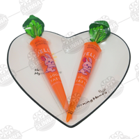 Vente en gros de bonbons Halal cartoon en forme de carotte boisson sucrée saveur fruitée bâton gelée pouding enfants boîte d'emballage en vrac
