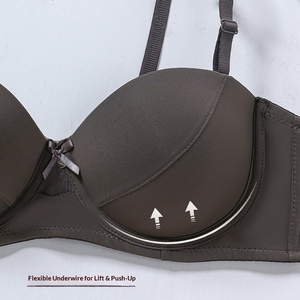 <span class=keywords><strong>Reggiseno</strong></span> push-up a mezza coppa per donna, per seni grandi, con coppe sottili in alto e spesse in basso, con ferretto, tinta unita, sexy, con spalline convertibili, seducente - Product Image 3