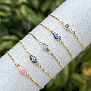 Pulsera de ojo de demonio de concha clásica y elegante, de moda y de gama alta, <span class=keywords><strong>cobre</strong></span> <span class=keywords><strong>chapado</strong></span> <span class=keywords><strong>en</strong></span> <span class=keywords><strong>oro</strong></span> de 18 quilates, versátil para uso diario - Product Image 1