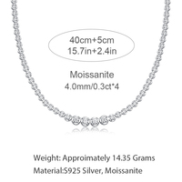 Collier personnalisé en moissanite, luxueux, en argent sterling 925, chaîne tennis à maillons en moissanite à taille variable