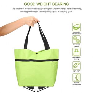 Reusable Insulated <b>Cooler</b> Shopping Bag Large Collapsible Handle Tote Grocery <b>Cooler</b> Bag With Two Wheels Polyester Grocery Tote - Product Image 4