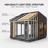 Mini-maison modulaire en acier léger, villa préfabriquée, matériaux extérieurs personnalisés, mobilier, système d'alimentation, structure pour station de villégiature en montagne