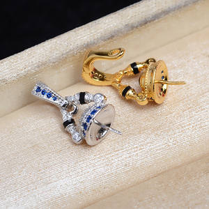 จี้เงินแท้ S925 ฐานกลวง 5823 อุปกรณ์หัวเข็มขัดอเนกประสงค์ DIY สำหรับต่างหูมุก 10-13 มม. อุปกรณ์หัวเข็มขัด DIY สำหรับมุก - Product Image 3