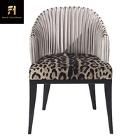 Chaises de salle à manger personnalisées nordiques en métal acier inoxydable velours gris élégantes et modernes à imprimé léopard