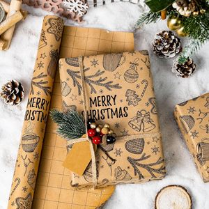 MAYPLUSS Kraft Christmas Wrapping <b>Paper</b> 17 Inch X 33 Feet Tree Mug Candy Cane Pattern Holiday Gift <b>Wrap</b> - Product Image 4