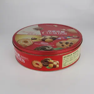 Printing Embossing Craftsmanship High Quality Tinplate Round Cookies Metal Biscuit Tin Box