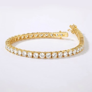 Bracelet tennis Huazhong Gem en or 10k 14k 18k avec diamants de laboratoire de 3mm-6mm, chaîne tennis personnalisée - Product Image 4