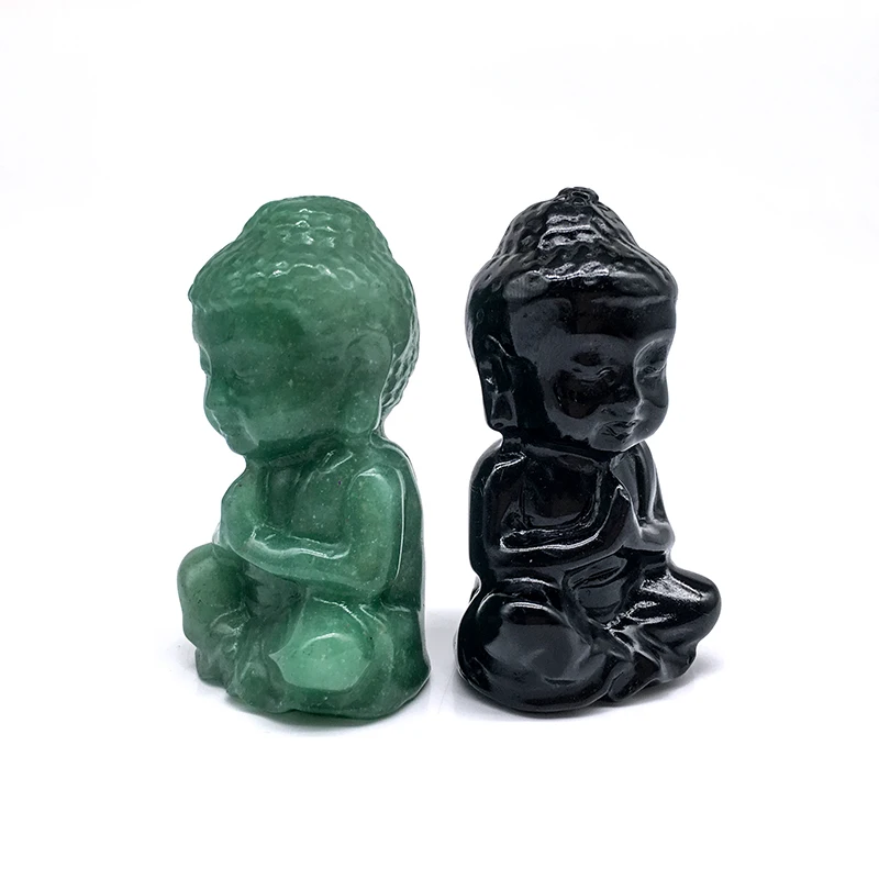 天然石7cm黒曜石彫刻仏クリスタルクラフトローズクォーツクリア石英