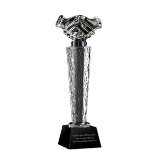 Shining Crystal Crafts Customized Colorful Printing Shake Hands K9 Glass Trophy Business Plaque Award Office Decoration