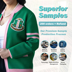 Maglioni da <span class=keywords><strong>Donna</strong></span> con Logo Personalizzato, <span class=keywords><strong>Cardigan</strong></span> <span class=keywords><strong>Verde</strong></span> con Scollo a V, Manica Lunga Lavorato a Maglia per Ragazze - Product Image 3