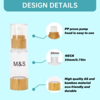 Botol Pompa Vakum Plastik Tanpa Udara 80ml dengan Alas Bambu, Laris untuk Krim Wajah, Dilengkapi Pompa Krim Cetak Sablon