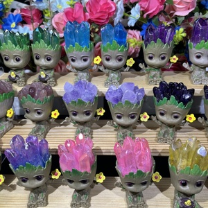 Figurines de dessin animé <span class=keywords><strong>Groot</strong></span> en cristal sculpté, mignonnes et guérisseuses, avec dents à aura, pour la décoration - Vente en gros - Product Image 3