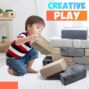 Blocs de construction en mousse surdimensionnés, doux et moelleux, gris beige, empilables, pour la sécurité des enfants, jouets éducatifs non toxiques pour la salle de jeux - Product Image 3
