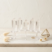 Piliers de cristal d'eau blanc naturel Pansha, pointus simple/double, 3,5-4 cm, coffret de décoration