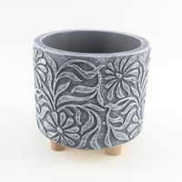 Ensemble de pots de fleurs classiques en ciment pour plantes d'intérieur, pots à fleurs modernes en béton avec support pour la décoration de la maison et du bureau