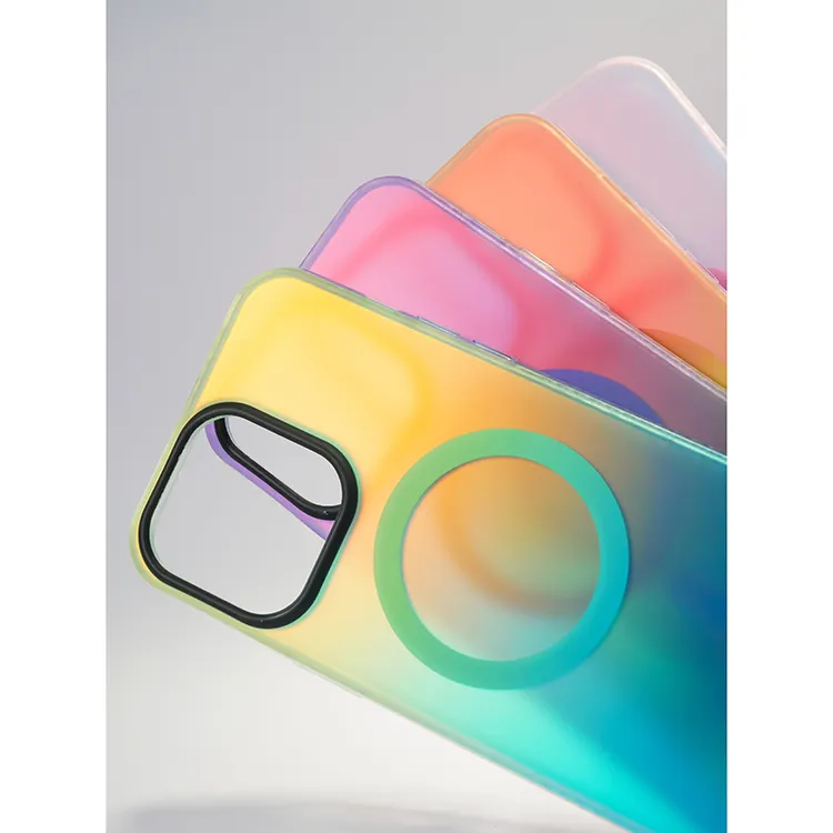 تصميم جديد جرابات هواتف 2024 ملونة IMD تسامي TPU جراب هاتف للكمبيوتر الشخصي مع حلقة حماية مغناطيسية أيفون 15 14 برو ماكس