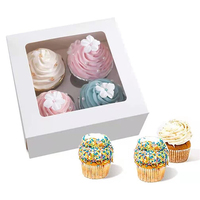 Impression personnalisée De Noël Gâteau Kraft Papier Boîte 4 Tenir Boulangerie Gâteau Boîte Avec Fenêtre