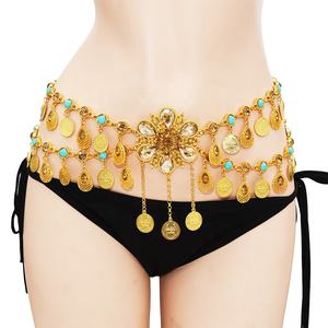 Sabuk Pinggang antik Gypsy Folk rantai menjuntai kustom rumbai Harness rantai tari perut wanita tubuh perhiasan ukiran koin liontin panjang - Product Image 1