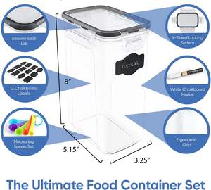 Set <span class=keywords><strong>di</strong></span> 12 Contenitori Ermetici Riutilizzabili in Plastica Senza BPA per Alimenti (2L Ciascuno) Organizzazione Dispensa <span class=keywords><strong>Cucina</strong></span> - Product Image 2