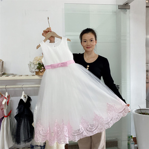 Vestido Rosa Nuevo encaje largo ropa de actuación para niños niñas buena calidad vestido de Navidad muy largo - Product Image 1