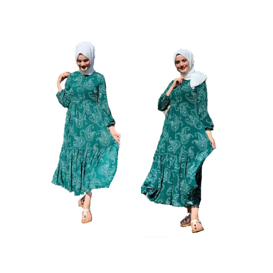 2021 turkey dubai malaysia islamic women clothes ins fashion muslim abaya long paisley print dress