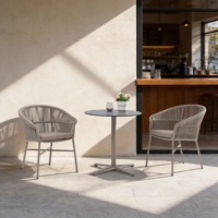 Fauteuil de jardin en corde tressée avec structure en aluminium, coussin et dossier hydrofuges, chaise de terrasse extérieure
