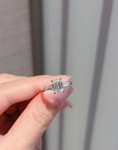 Xinfly Wholesale Platinum Lab Grown Diamond <b>Rings</b> 1ct 1.5ct Emerald Cut Main Stone PT950 Engagement Wedding Jewelry <b>Custom</b> - Product Image 2
