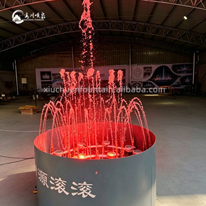 Fontaine d'eau portable ronde avec éclairage LED doré et jets multiples pour parc, villa, cour - Product Image 2