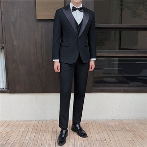 Trajes de Hombre Elegantes Color Marfil al por Mayor, <span class=keywords><strong>Traje</strong></span> de Novio Ajustado, Esmoquin de Boda, <span class=keywords><strong>Traje</strong></span> Formal con Chaleco Negro para Negocios, Fiesta de Graduación y Boda - Product Image 3